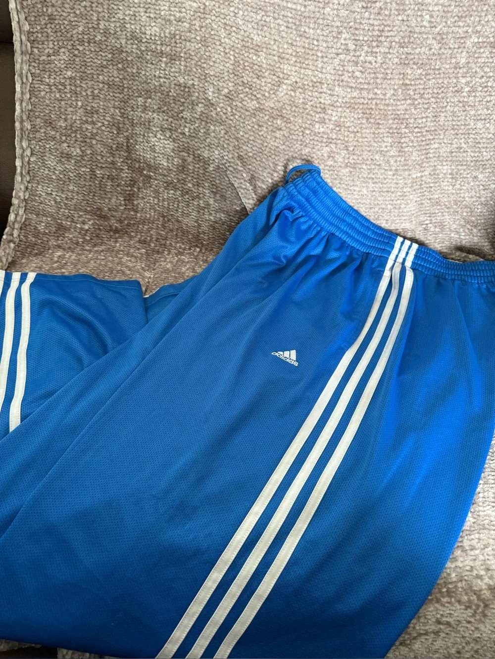 Vintage Adidas Track Pants Mens Blue 3 White Stripes A03001 Size L ClimaProof